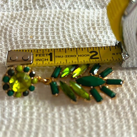 🟢Beautiful DropEarringsEmerald Like-crystals&OpaqueGold Plated Tarnish&lead free - Picture 7 of 7